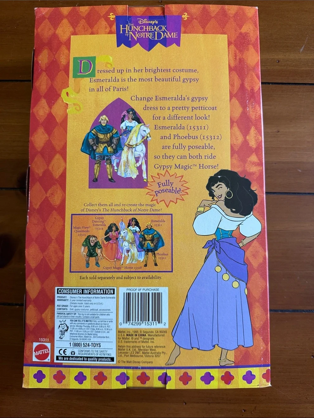 Vintage Disney Esmeralda Collector Doll — Purple, Teal & White Costume - Picture 3 of 7